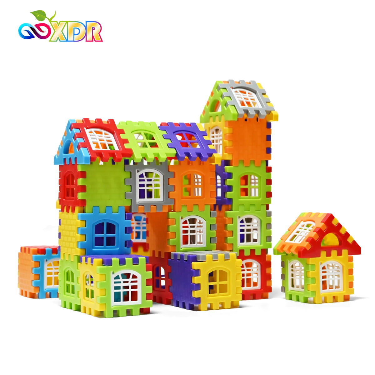 Children Building Houses Building Block Simulation Window Design Colored