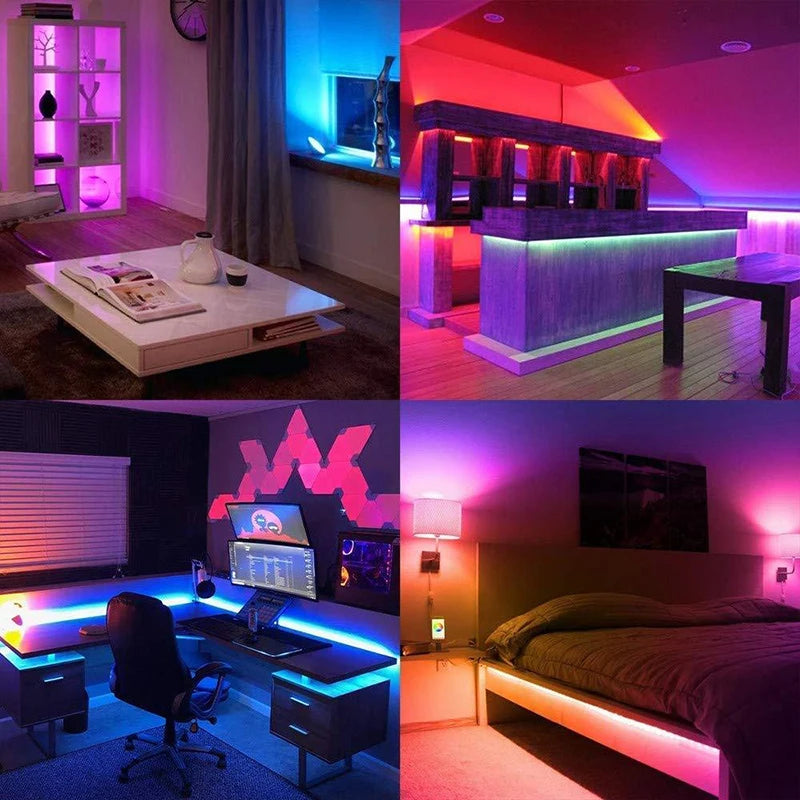 5V/24V RGB LED Strip Lights Bluetooth APP Controls Music SYNC TV Backlight Atmosphere Light Strip 5-30M Lamp Tape for Room Decor