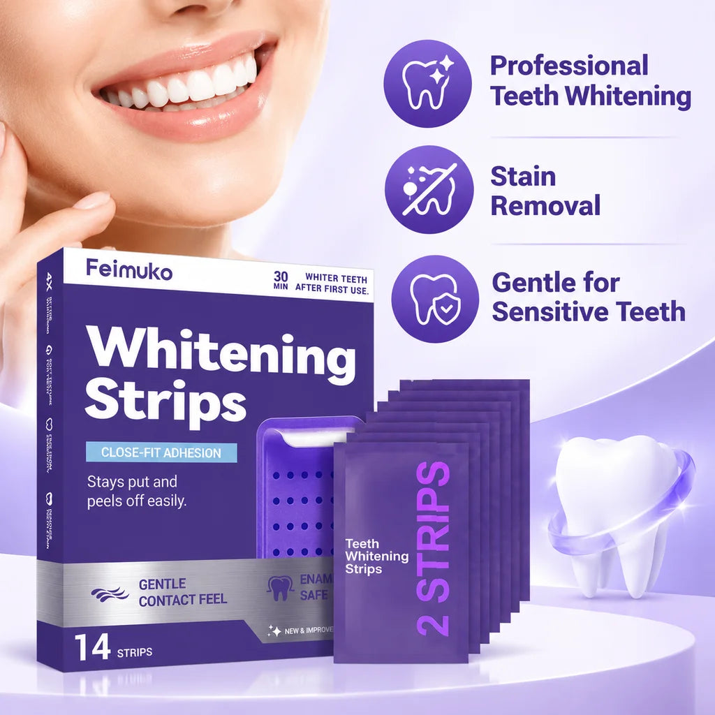 Purple Teeth Whitening Strips Kit Professional Stain Removal
