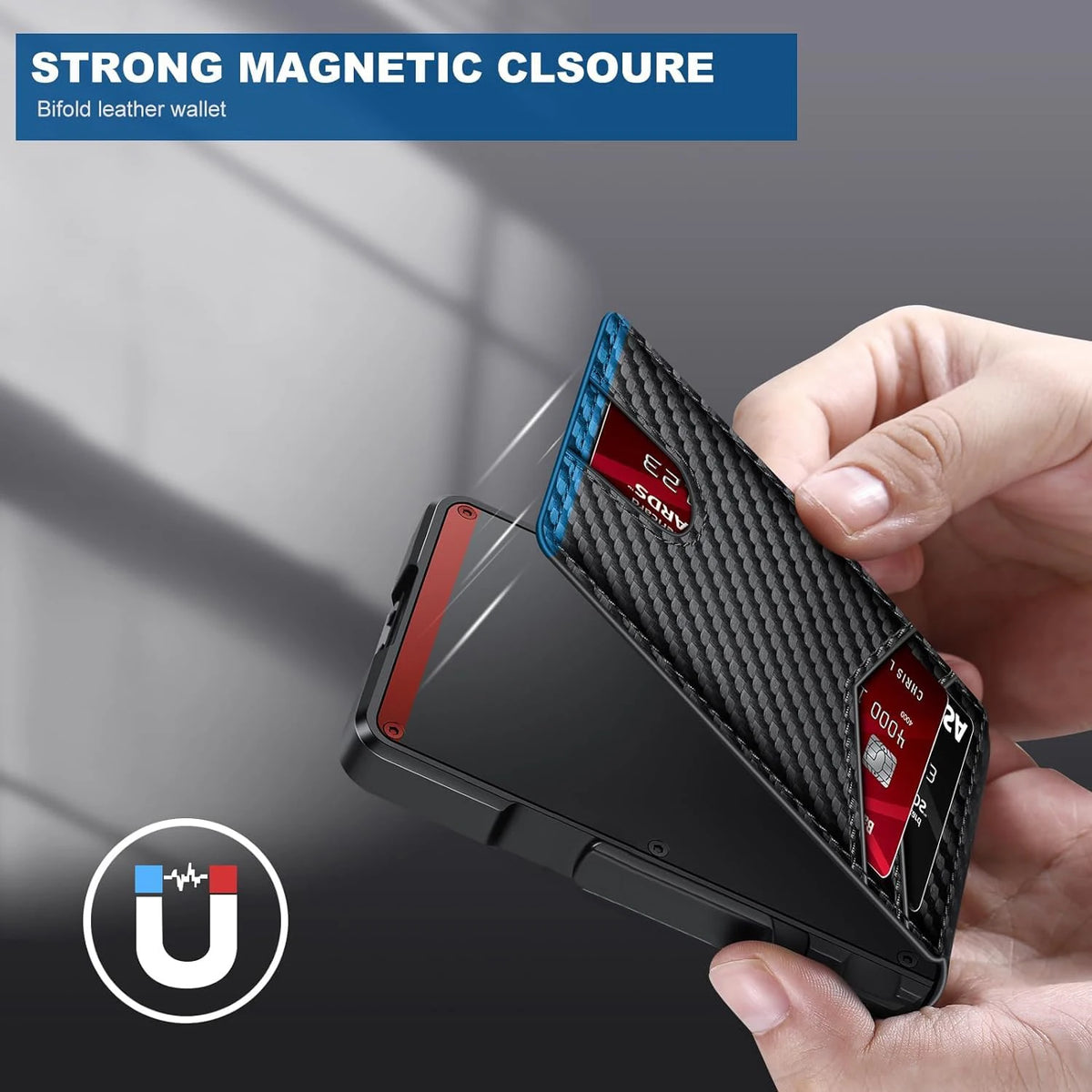 RFID Blocking Mens Wallet | Minimalist Slim Smart Pop-Up Card Holder,