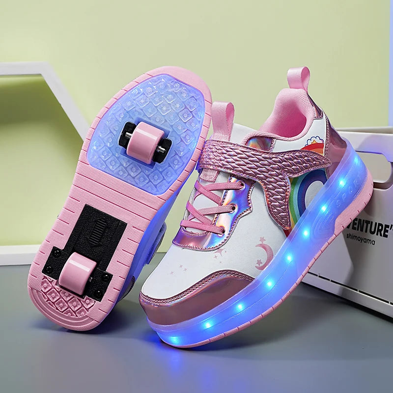 Children's Roller Shoes with LED Light Up 2 Wheels