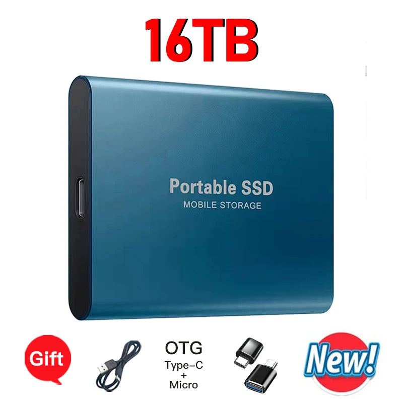 16TB External Solid State Drive Portable SSD USB 3.1 Type-C High-Speed Data Transfer Secure Storage for Important Files