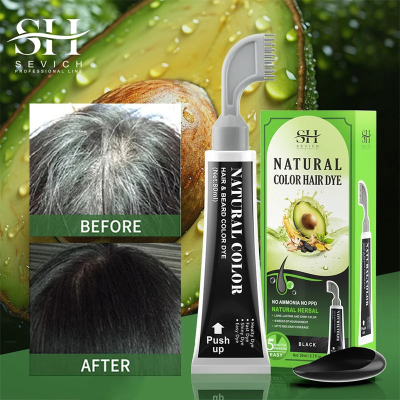 Black Dyed Shampoo 80ml Hair Colour Shampoo With Comb Hair Dye