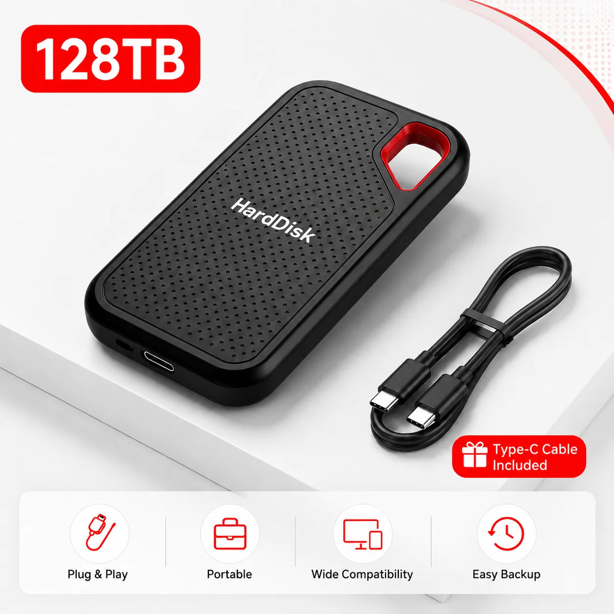 Portable SSD External Hard Drive 1TB 2TB USB-C Fast Storage Disk for Laptop Mac Phone Photo Backup