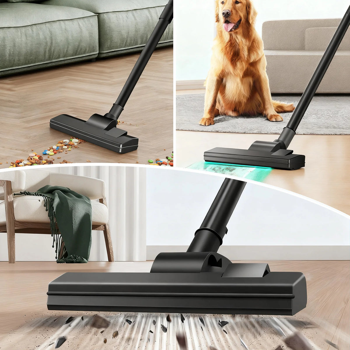 1000W Bagless Canister Vacuum Cleaner, 2L Dust Cup Multifunctional