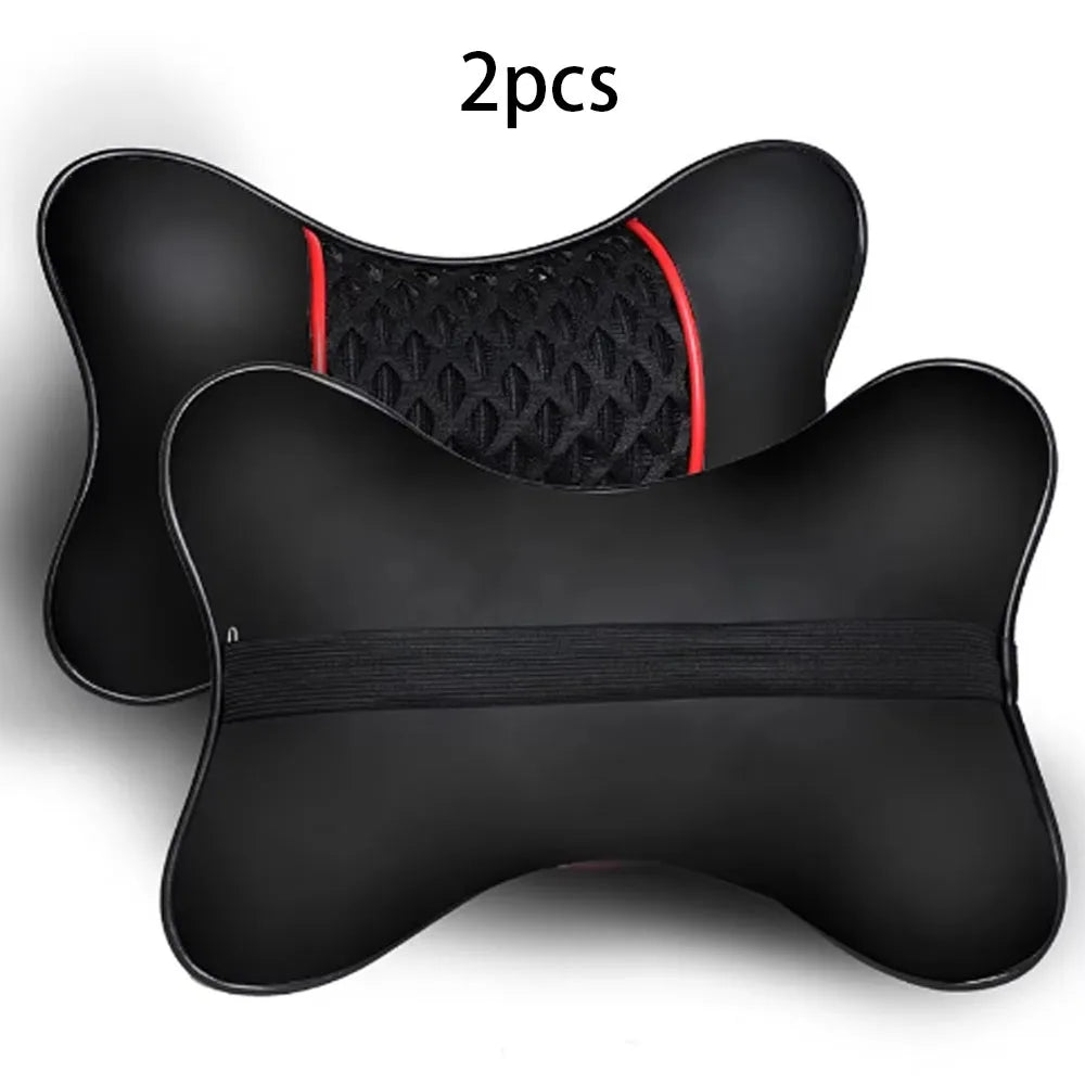 2PCS PU Leather Car Neck Pillows