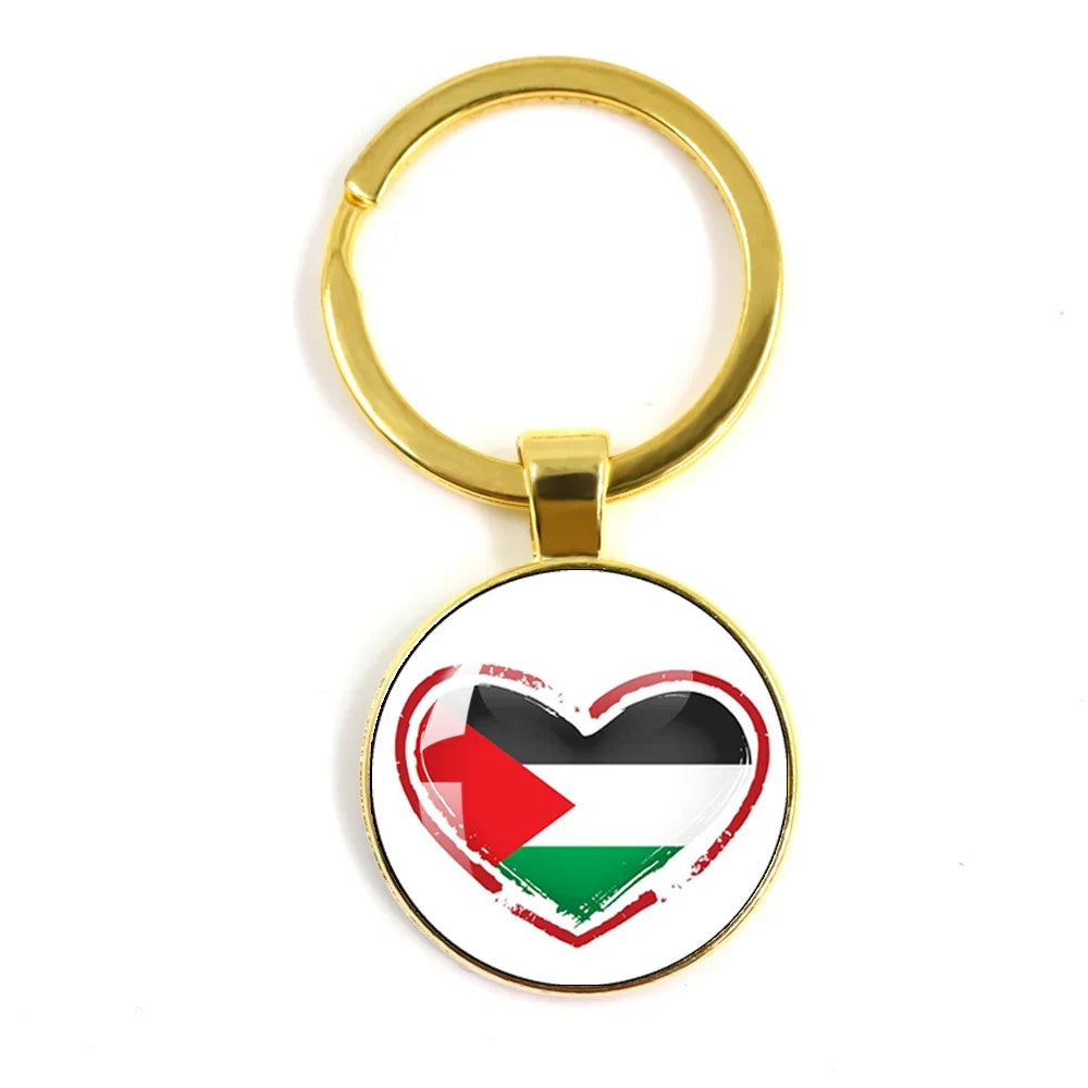 Personalized Art Patterns  Palestine Nation Flag Emblem 25mm Glass Cabohcon Keychain