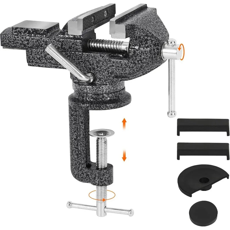3 Inch Universal Bench Vise 360° Swivel Base Clamp‑on Table