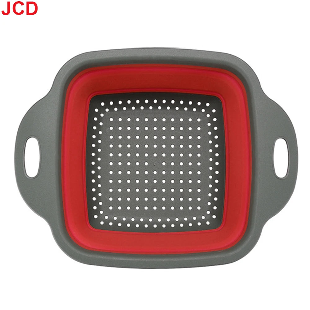 JCD 1pcs Fruit Vegetable Washing Basket Foldable Strainer Silicone Colander Dish Collapsible Drainer Filter Kitchen Storage Tool