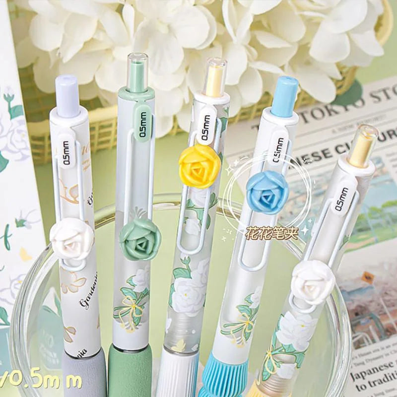 5Pcs Creative Rose Series 0.5mm Gel Pen