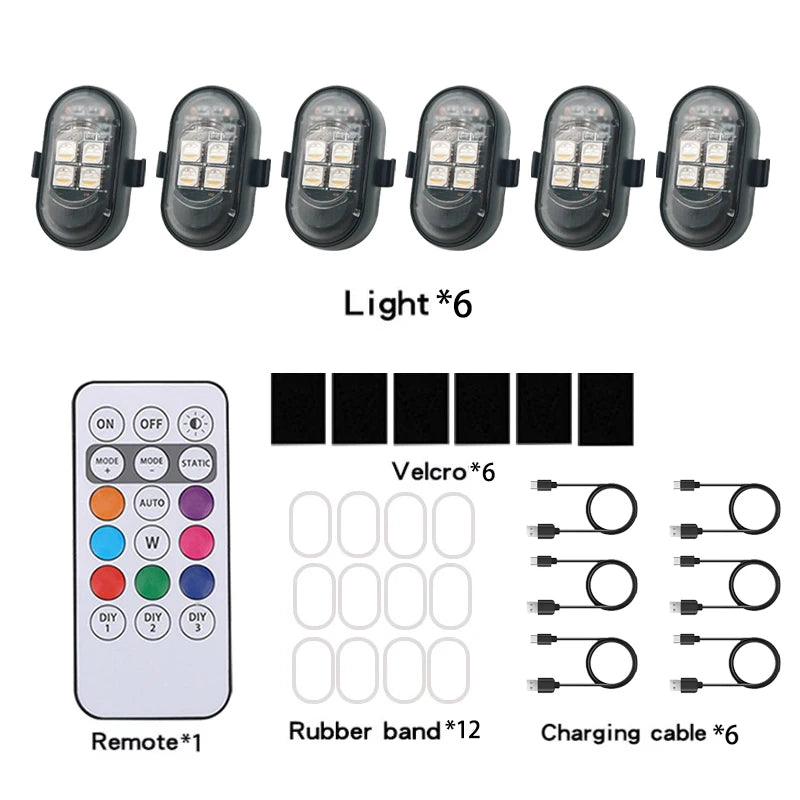RGB Led Car Strobe Lights Motorcycle LED Flash Position Wireless Light
