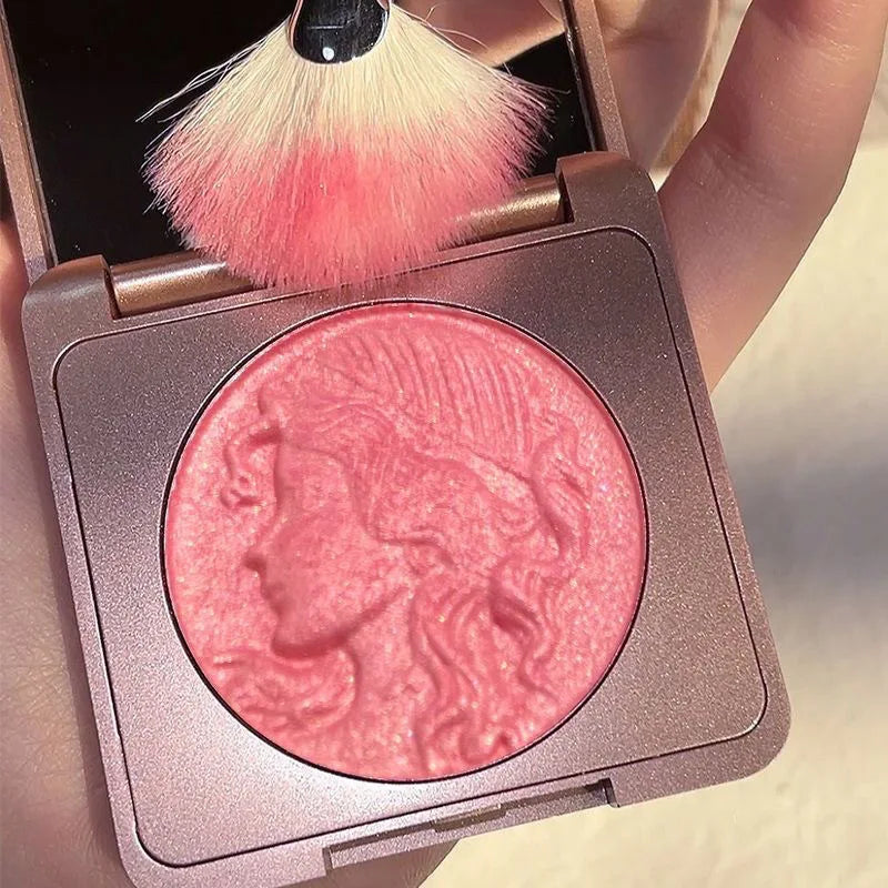 Three Dimensional Relief Young Girl Shiny Orange Gold Blush Natural Tender Delicate Hold Makeup Low Saturation Rose Pink Blusher