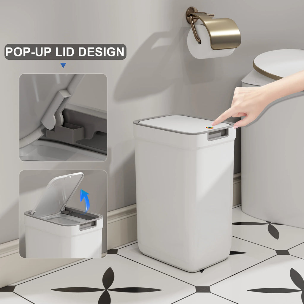 Touchless Bathroom Trash Can Odor-Sealing,