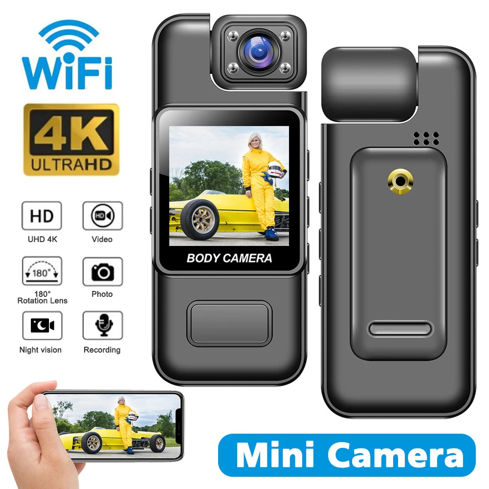 4K 2K 1080P HD Mini WiFi Camera Portable Digital Video Recorder Body Cam Infrared Night Vision