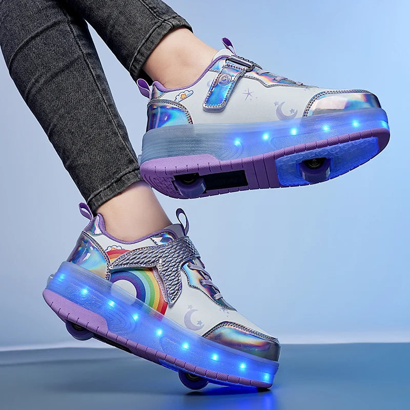 Children's Roller Shoes with LED Light Up 2 Wheels