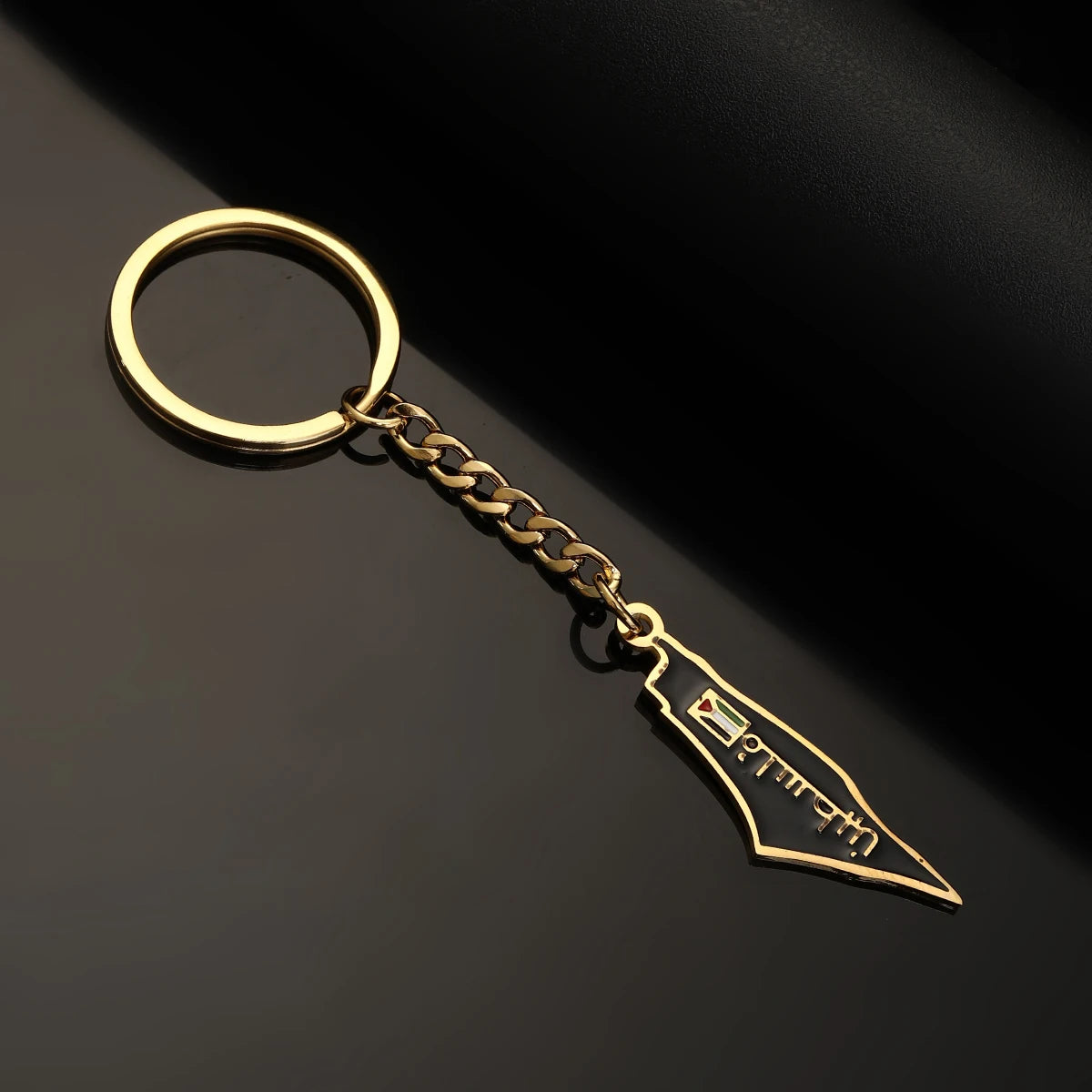 Stainless Steel Palestine in Arabic Map With Flag Keychain Jewelry