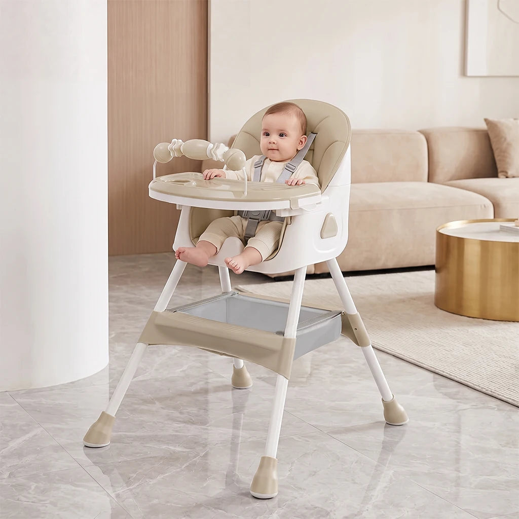 3‑In‑1 Foldable Baby High Chair, Multifunctional Toddler Feeding Highchair