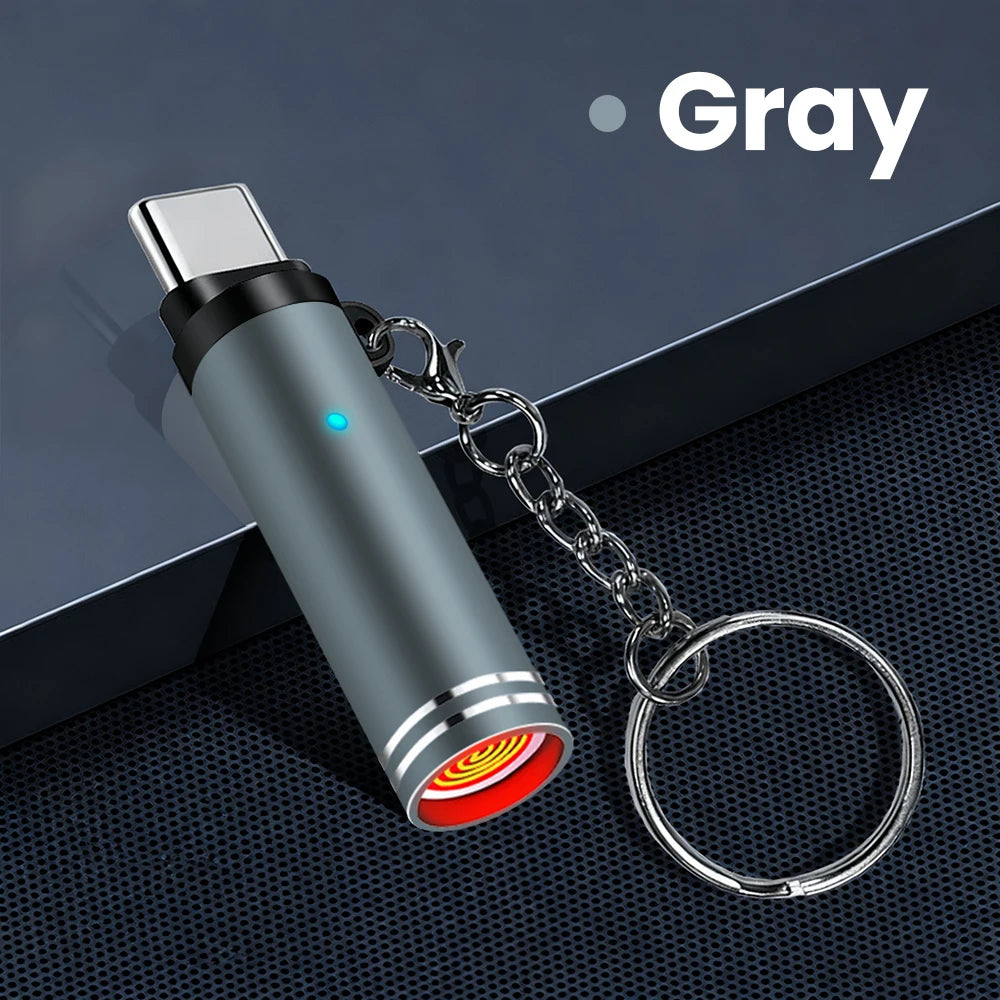 Type-C Portable Mini Mobile Phone Cigarette Lighter With keychain Outdoor Safety No Flame Air Blowing Cigarette Lighter Adapter