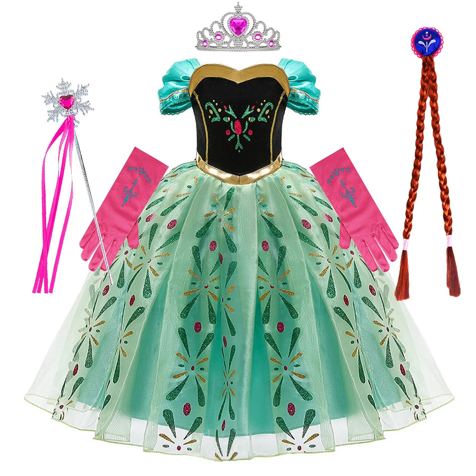 Children Anna Elsa Dress Girls Princess Cosplay Costume