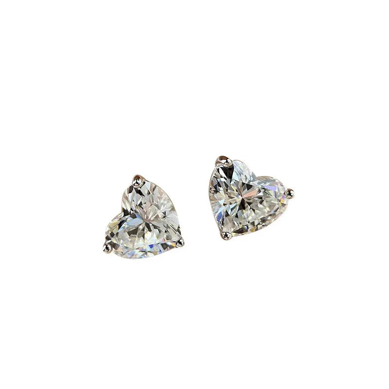 925 Sterling Silver Shiny Zirconia Heart Earrings for Women Exquisite Party Wedding Jewelry Accessories