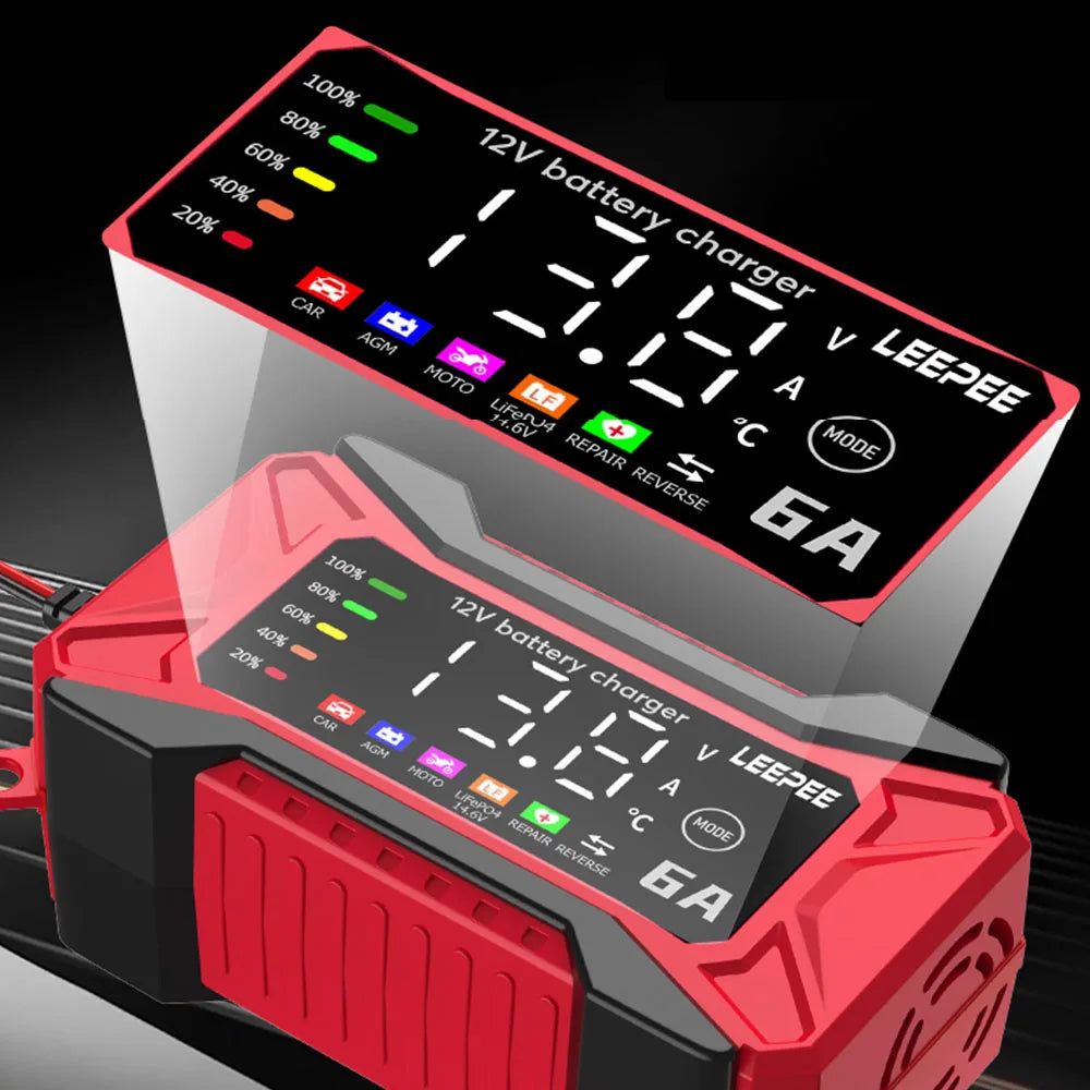 Intelligent Car Battery Charger Smart Battery Charging Fast Power Full Automatic