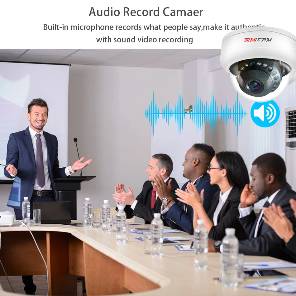 4K Video Surveillance Camera POE Doms Dome IP Onvif Audio 48V