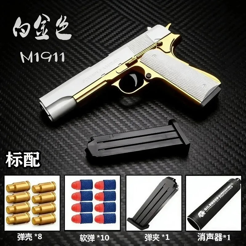 Children Toy Gun M1911 Soft Bullet Pistol Shell Ejecting