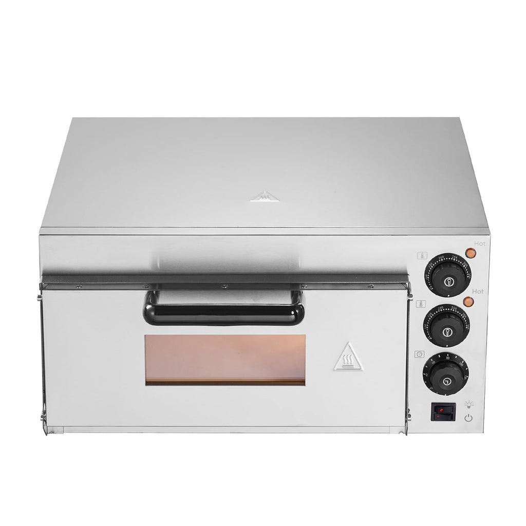 SucceBuy Commercial Pizza Oven Countertop Stainless Steel Electric Pizza Oven with Stone and Handle Indoor Pizza Maker for Home