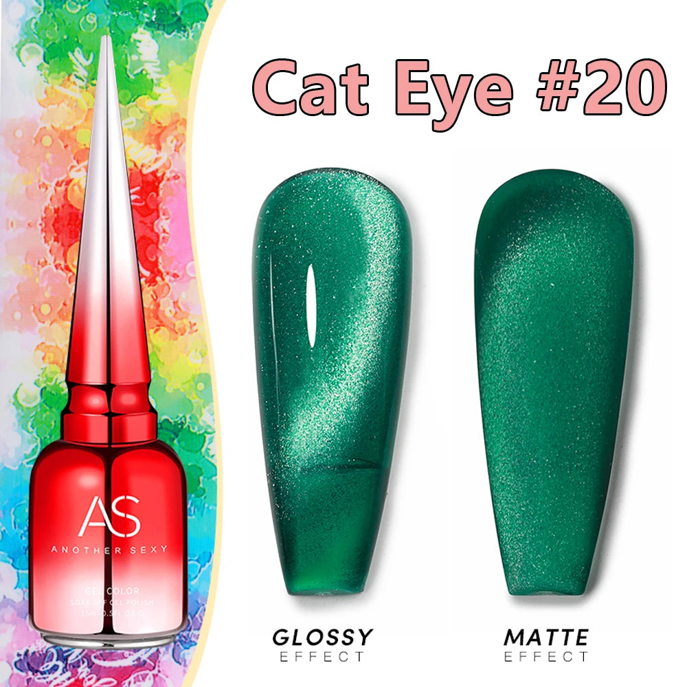AS 15ml Cat Magnetic Gel Nail Polish Cat Eye Glitter