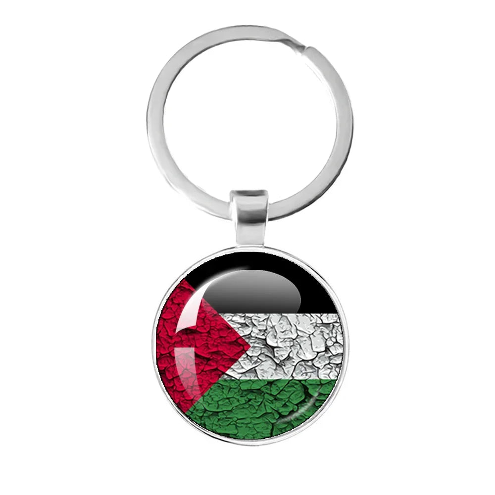 Personalized Art Patterns  Palestine Nation Flag Emblem 25mm Glass Cabohcon Keychain