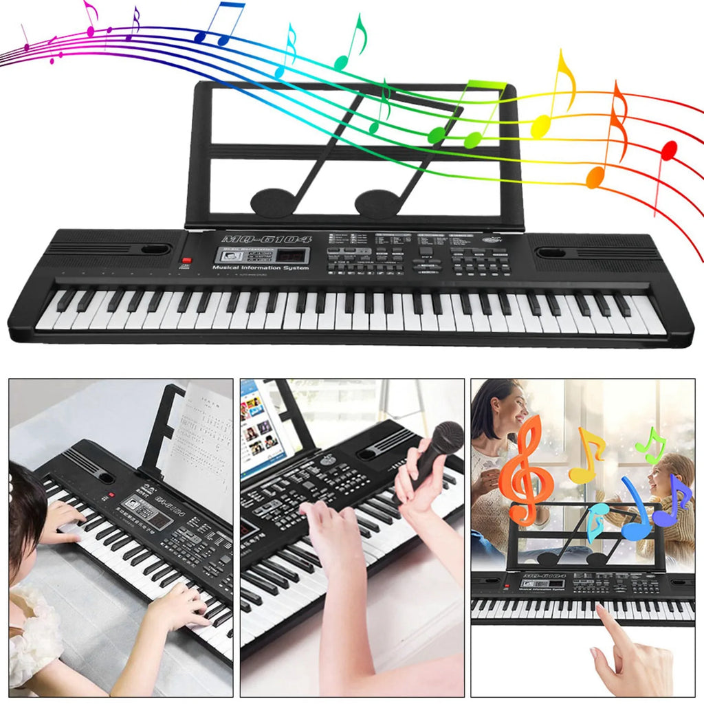 61-Key Electronic Keyboard with Microphone, Rich Built-in Tones and Rhythms, Perfect for Beginners to Practice and Play Their Fa