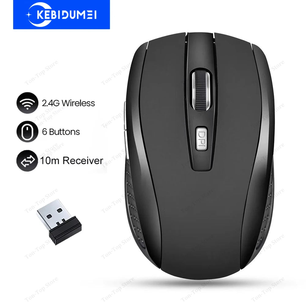 2.4G Wireless Mouse 6 Keys Gaming Mouse Ergonomic Silent Mouse 1600DPI Optical Office Mouse Mice for PC Laptop MacBook Windows