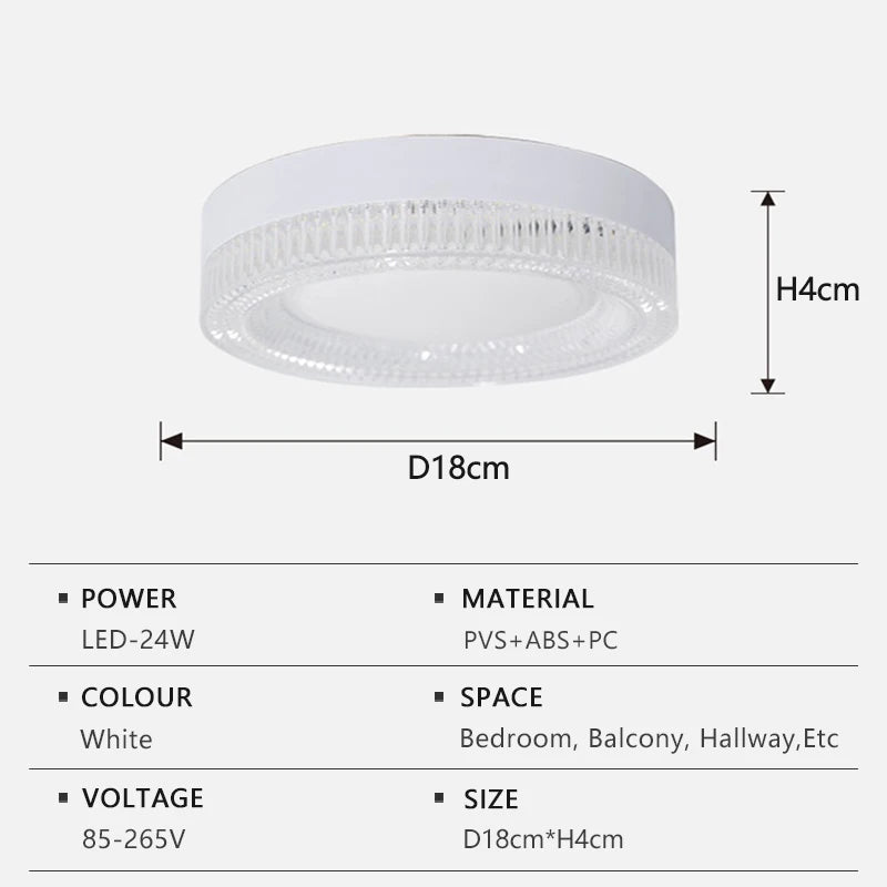 LED Ceiling Light Modern Simple Circular Crystal Light Indoor Home Light AC85-256V Living Room Bedroom Decor Lighting Fixtures