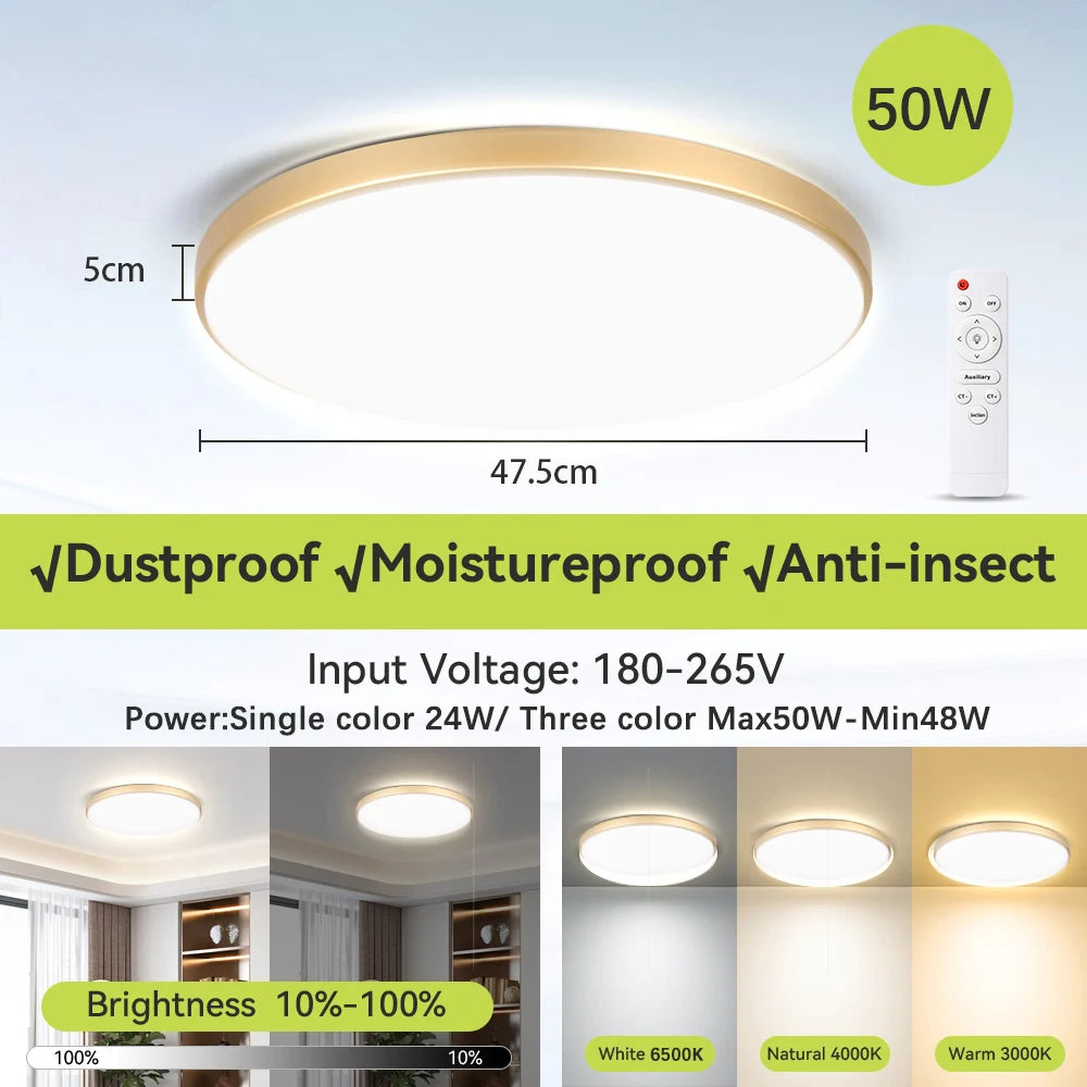 Modern Ceiling Lamp With Remote Control Room Decor Dimmable RGB LED Ceiling Light Fixture For Living Room Bedroom Corridor