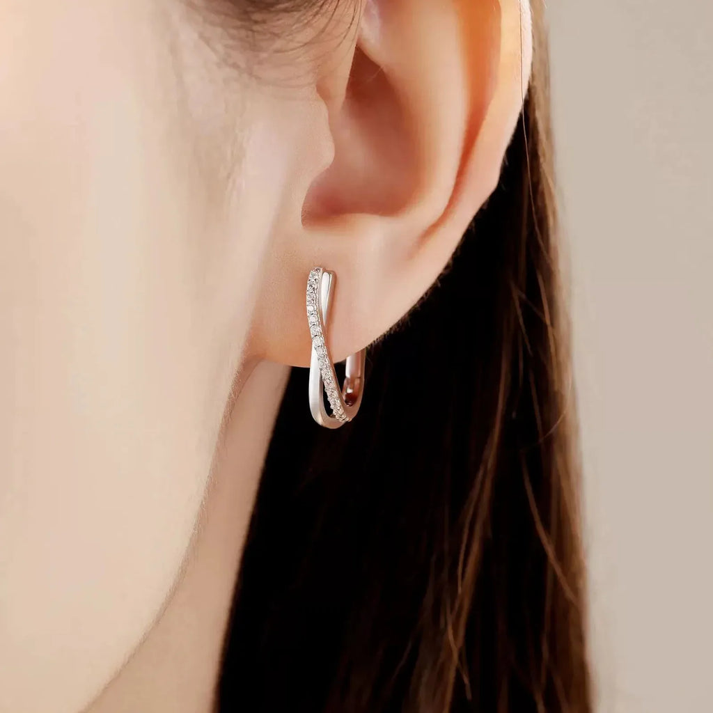 925 Silver Star Twisted Line Earrings Jewelry Versatile