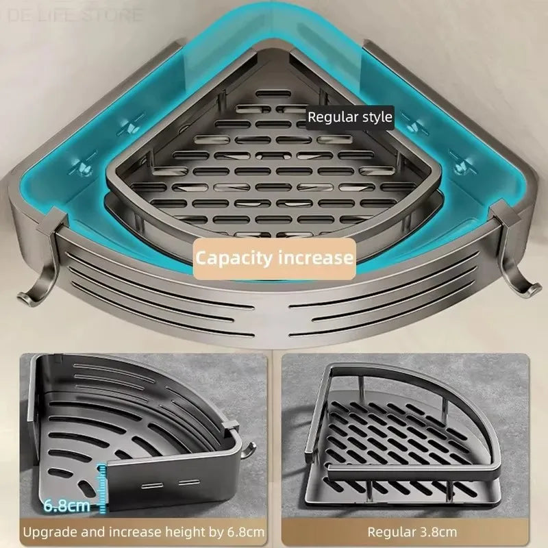 Drill-Free Aluminum Corner Shelf for Bathroom