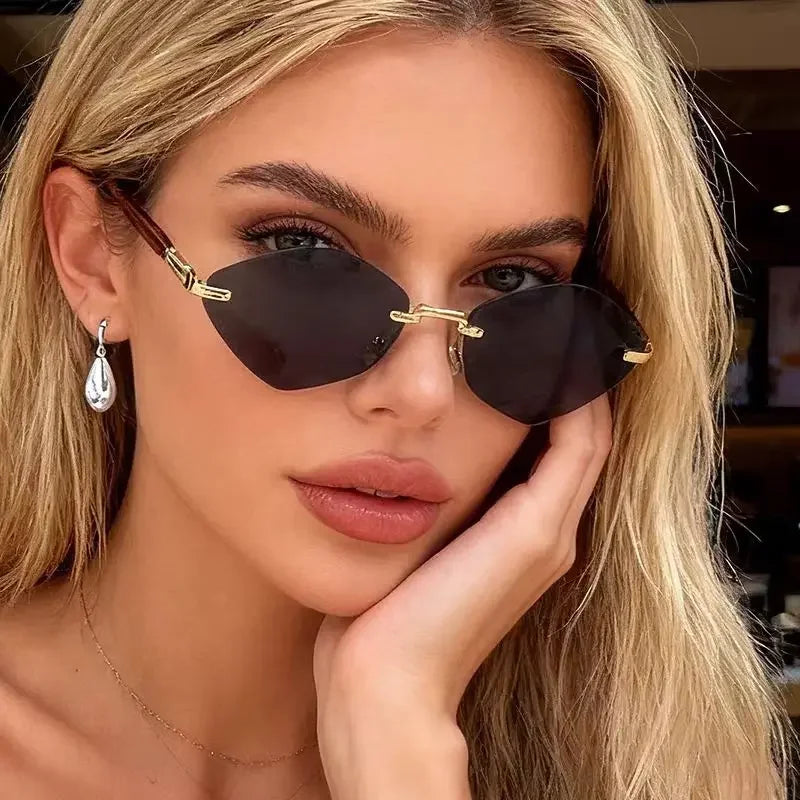 Rimless Diamond Shape Women Sunglasses 2026 Vintage New in Sunglasses Trendy Girls Sun Glasses Очки Солнечные Женские