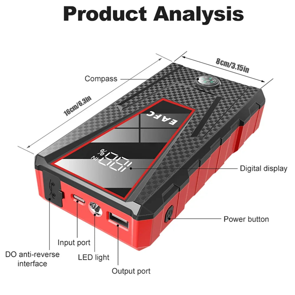 EAFC Car Jump Starter 600A / 1200A /2000A Portable Power Bank Car Battery Booster 12V