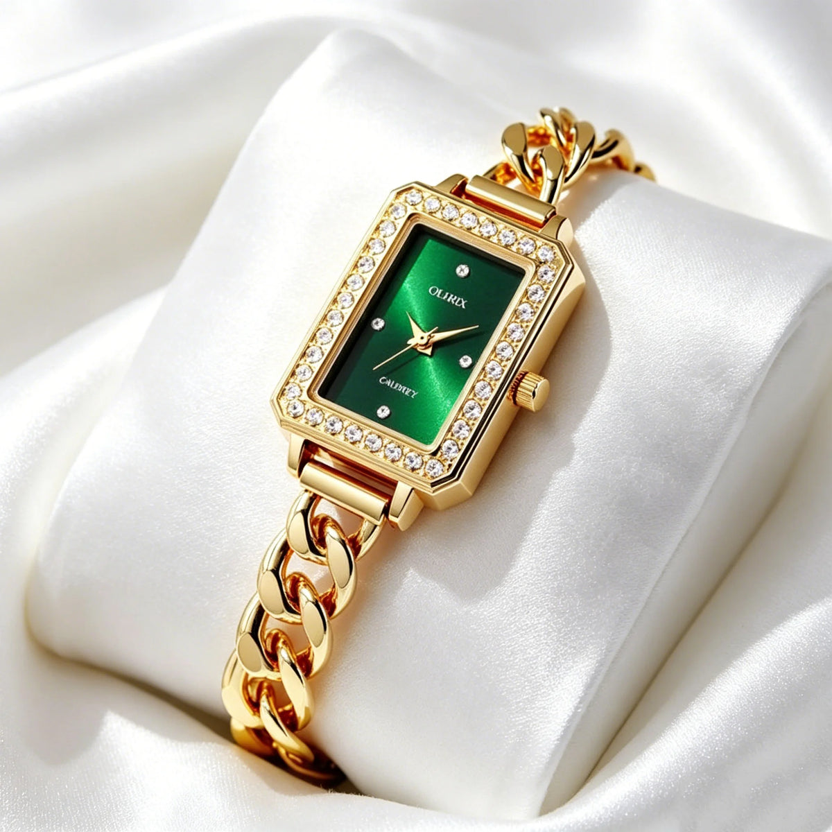 Luxury quartz watch with Roman numeral display zinc alloy case
