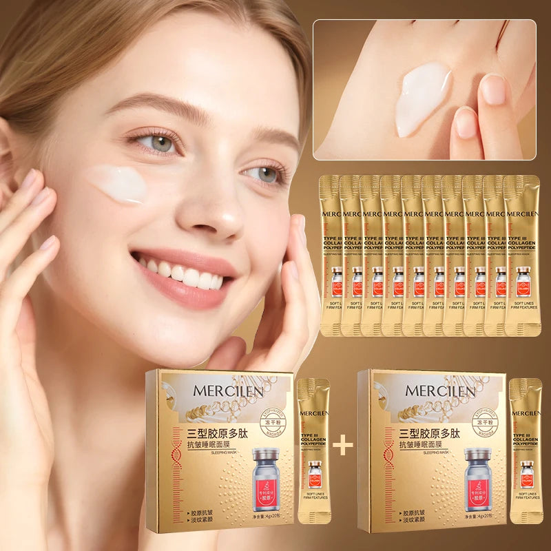 MERCILEN Triple Collagen Peptide Sleeping Mask, moisturizes, hydrates, tightens, and brightens the skin