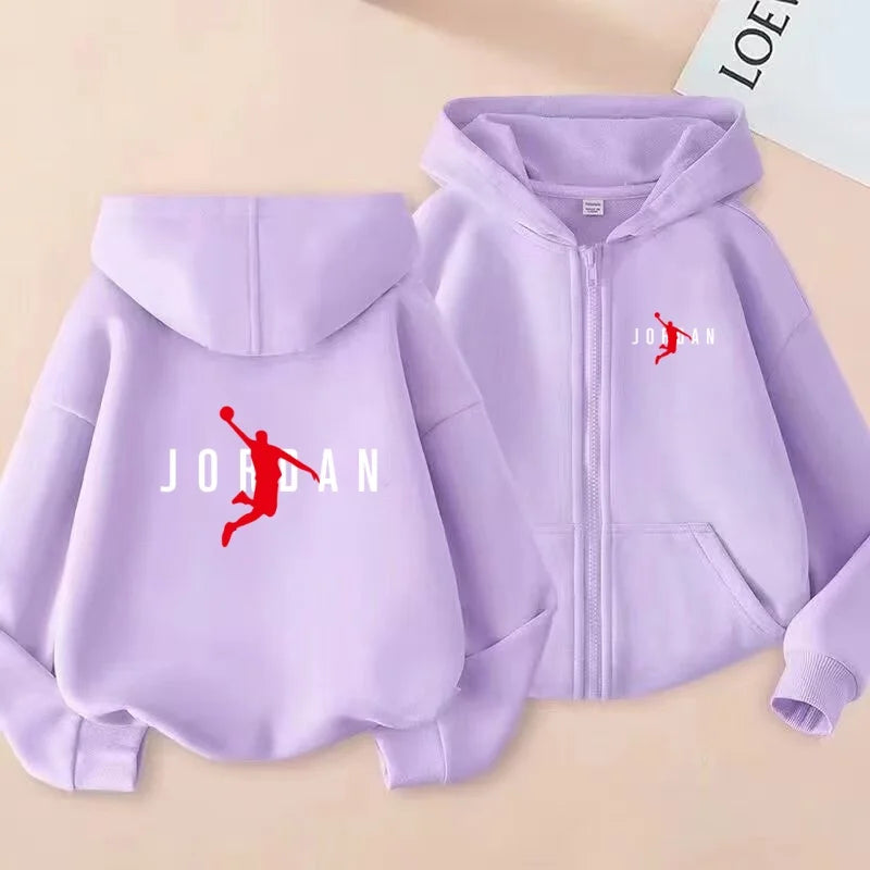 kids Autumn Winter Sweatshirt Basketball Charming Clothing Zipper Style Hoodie Girl Boy
