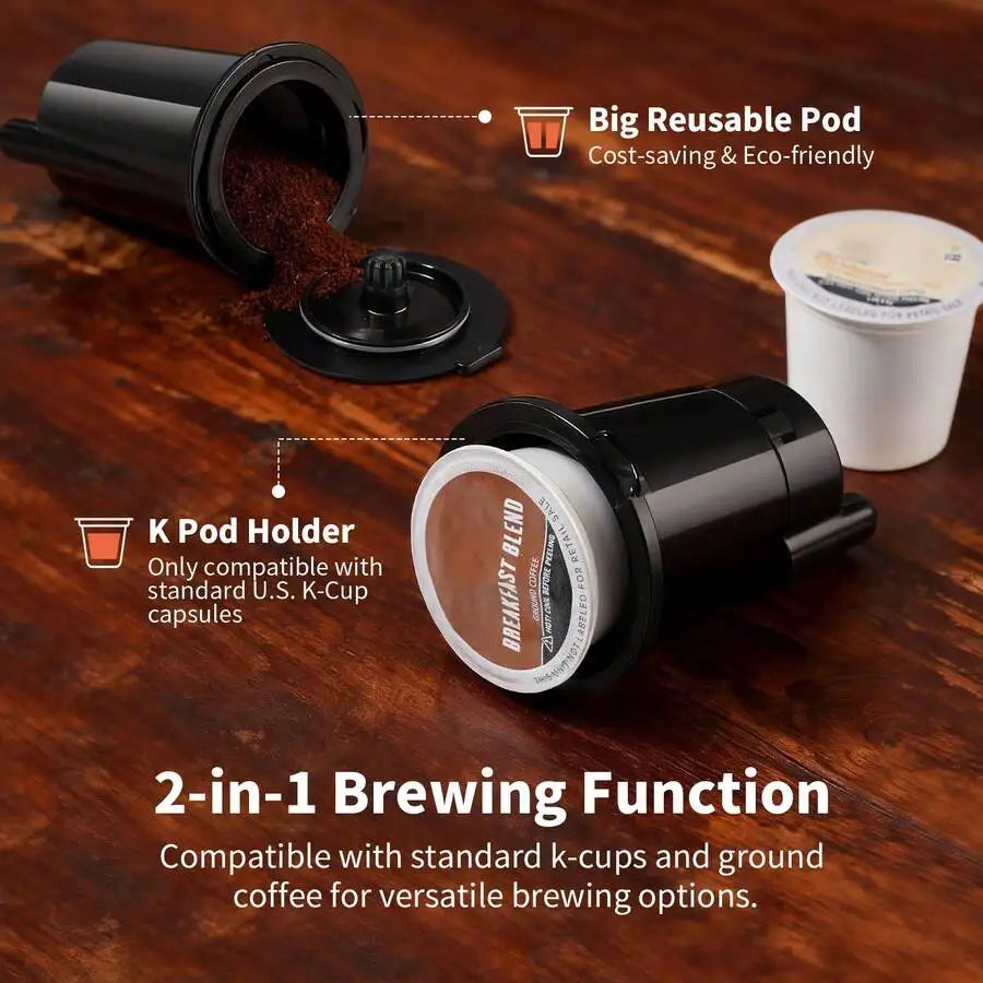 2-In-1 Coffee Maker - Capsule & Ground Compatible With Reusable Filter,